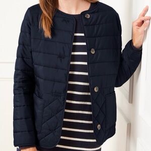Talbots Quilted Collarless Jacket Size XSmall Color Navy